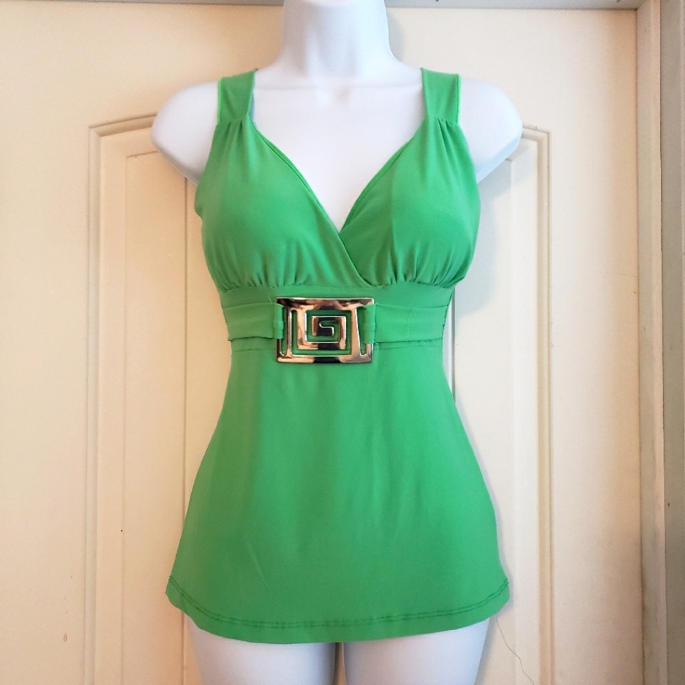 Green fitted camisole tank top size large